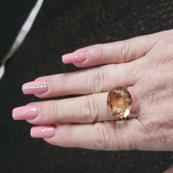 Genuine Morganite and Sterling Silver ring stamped - Picture 2 of 6